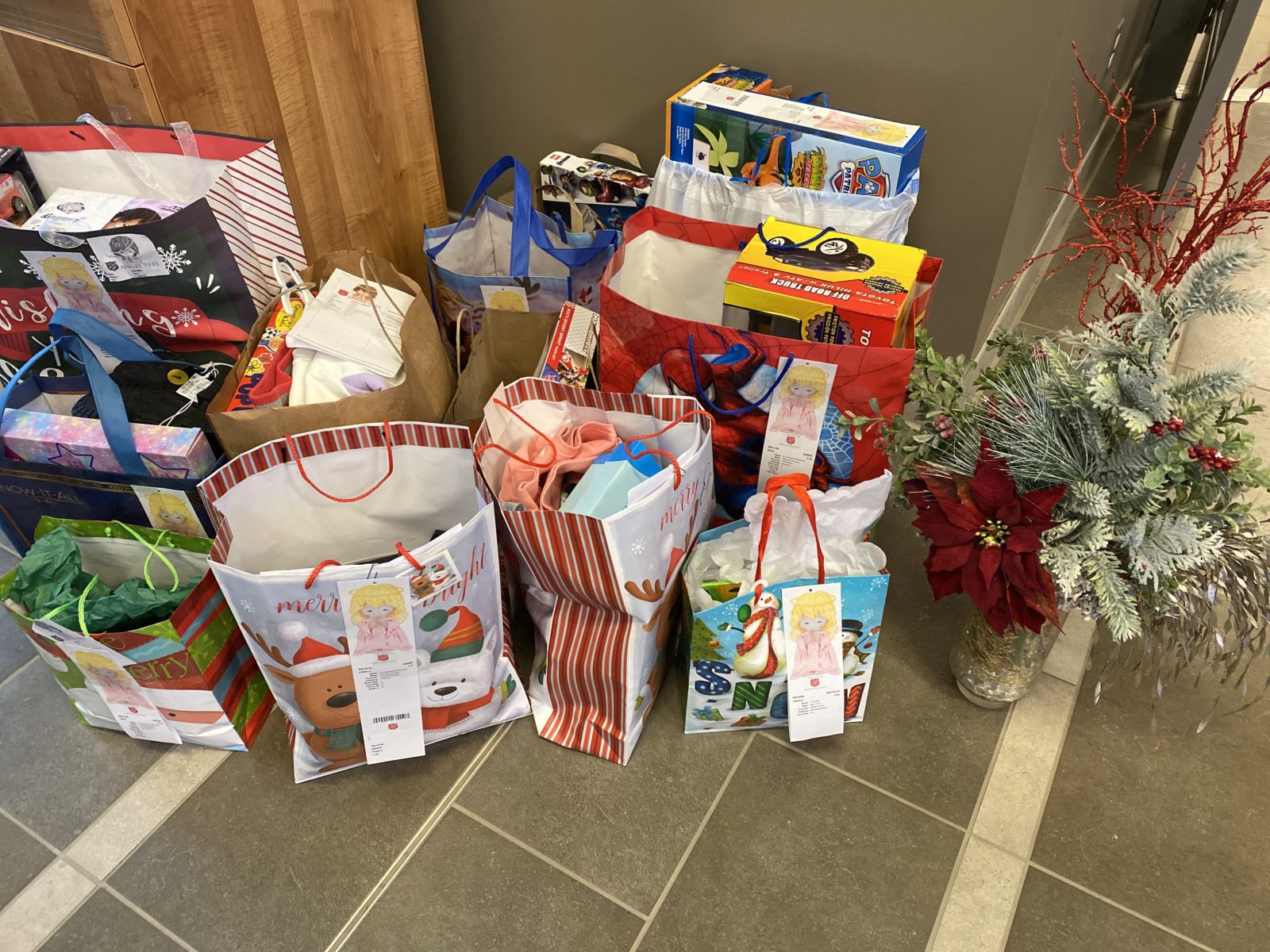 A photo of LCA employees' Angel Tree gifts.