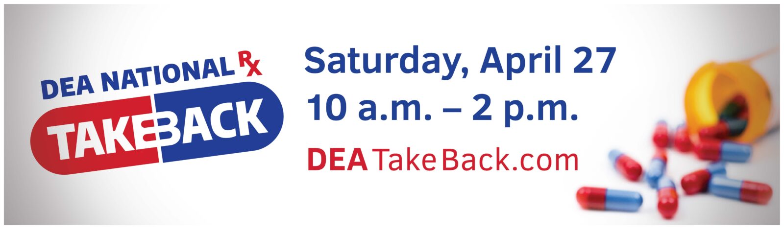 A billboard announcement about National Prescription Drug Takeback Day on Saturday April 27.
